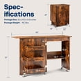 thumbnail image 5 of SPECSTAR Folding Sewing Craft Table, Rolling Sewing Machine Desk with Storage Shelves, Sewing Cabinet with Lift for Small Spaces, Rustic Brown, 5 of 7