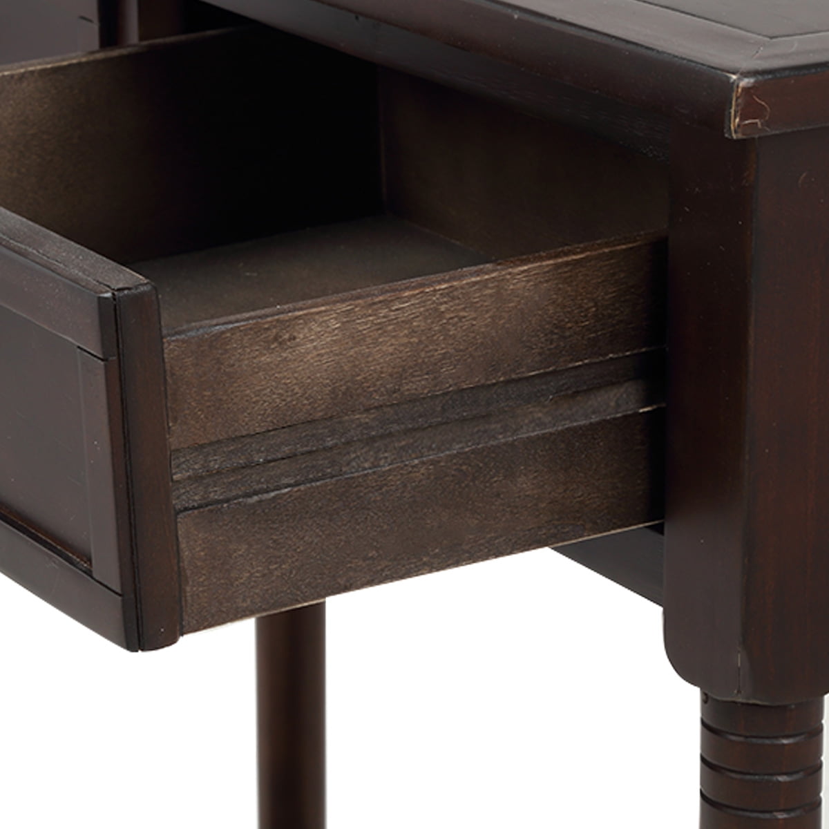 Entryway Table with Solid Wood Legs Console Table Traditional Design with Two Drawers and Bottom Shelf Sofa Table