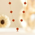 thumbnail image 6 of JeenMata Red Flower Station Necklace in Yellow Gold Plated, 6 of 7