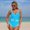 Light Blue, variant on Women's One Piece Swimsuit Sports Adjustable Strap Tummy Control Deep V Neck Bathing Suit Color Block Ribbed High Cut Swimsuits with Belt Light Blue L