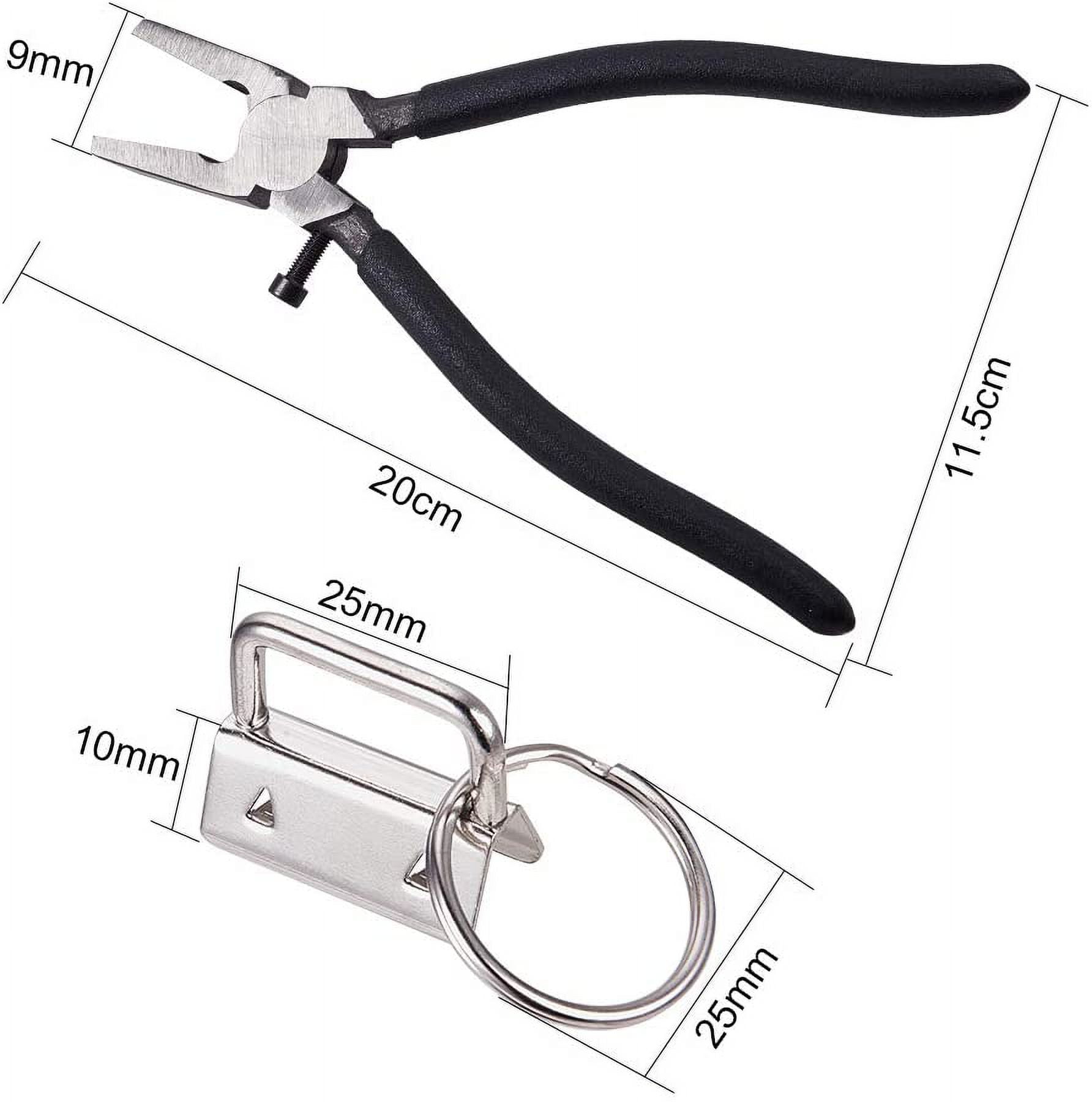 DIY Key Clasp Making - 5pcs Iron Key Clasps Keychain Split Ring with Ribbon Ends and Steel Clamp Flat Nose Pliers Mixed Color