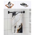 thumbnail image 6 of Marble Black Towel Set of 3, Soft Microfiber Bath Towels, Hand Towel, Washcloths, Abstract Gold White Brick Stone Motif Quick-Dry Absorbent Towels for Bathroom Kitchen Hotel Beach Gym Spa, 6 of 7