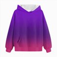 thumbnail image 4 of KPOPLK Toddler Girls Sweatshirt Long Sleeve Hooded Teen Kids Pullover Fall Casual Tops Hoodie Solid Color Clothes Dark Purple,Size 150, 4 of 5