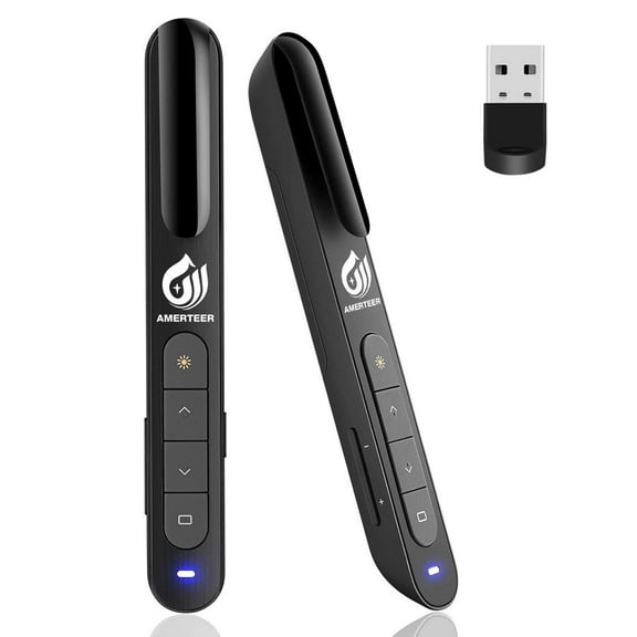 AMERTEER Wireless Presenter, RF 2.4GHz Powerpoint PPT Clicker Presentation Slides Remote Control Laser Pointer Flip Pen for Meeting,Teaching,Speech