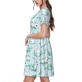 thumbnail image 2 of Naloa Rabbit And Dragonfly Print Womens Summer A-Line Dress with Pockets,Short Sleeve Dresses,Flowy Beach Swing Dress for Vacation Travel, 2 of 6
