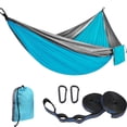 thumbnail image 1 of Hamaca colgante portátil para acampar para 1 o 2 personas transporte para interior y Soledad Hamaca de campamento al aire libre（Azul grisáceo）, 1 of 5