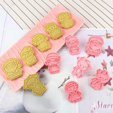 

Weaklki Christmas Decorations Christmas Biscuits Mould 3d Stereoscopic Frosting Cookie Flipping Plastic Press Type Household Suit Baking And Pressing Mould Clearance Pink