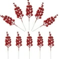 thumbnail image 4 of HONMEET 10pcs Glitter Berry Stem Ornaments Christmas Tree Decorations Red Foam Faux Berries 7.5X2X2in for Winter, 4 of 8