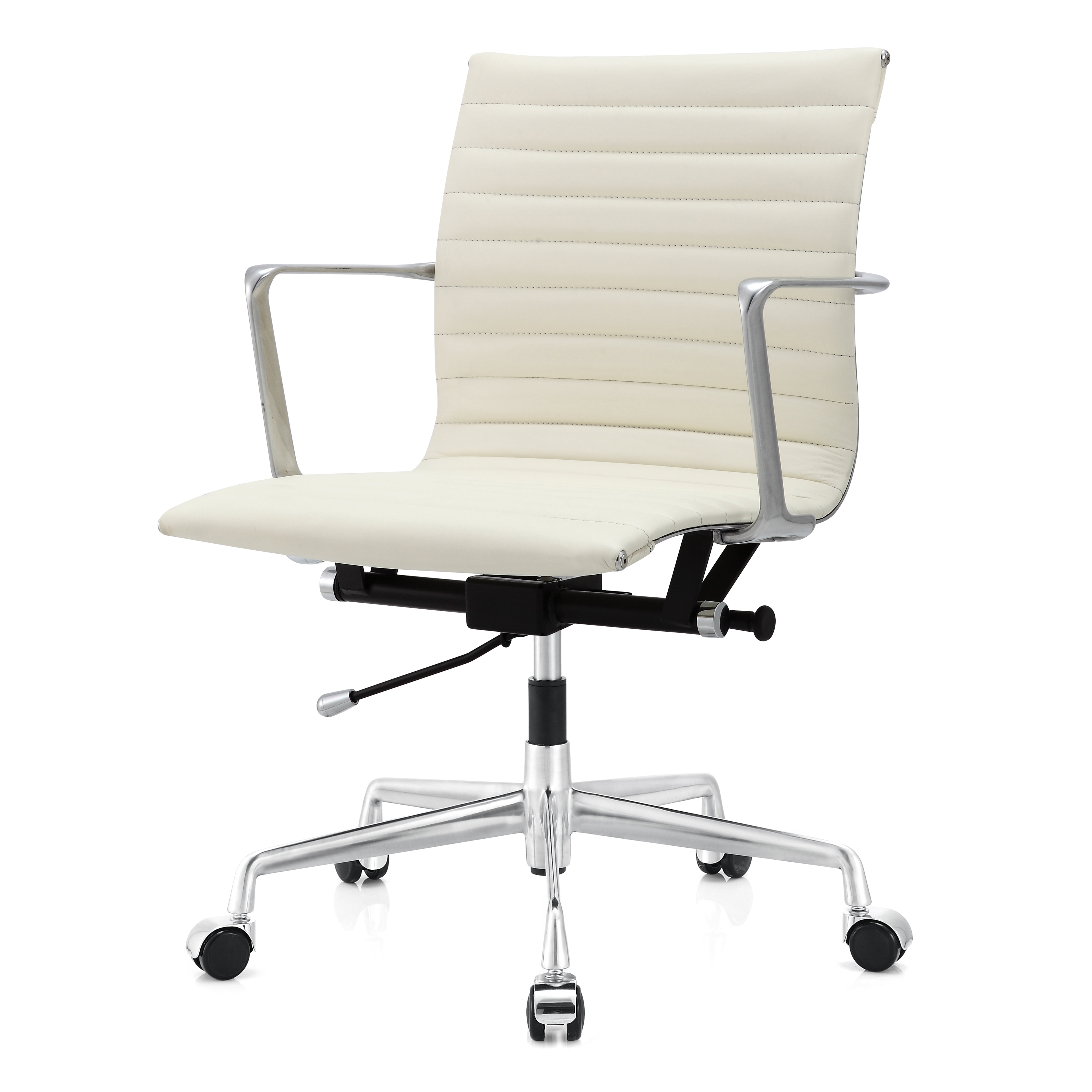 Meelano M5 Multipurpose Office Chair In Aniline Leather, White ...