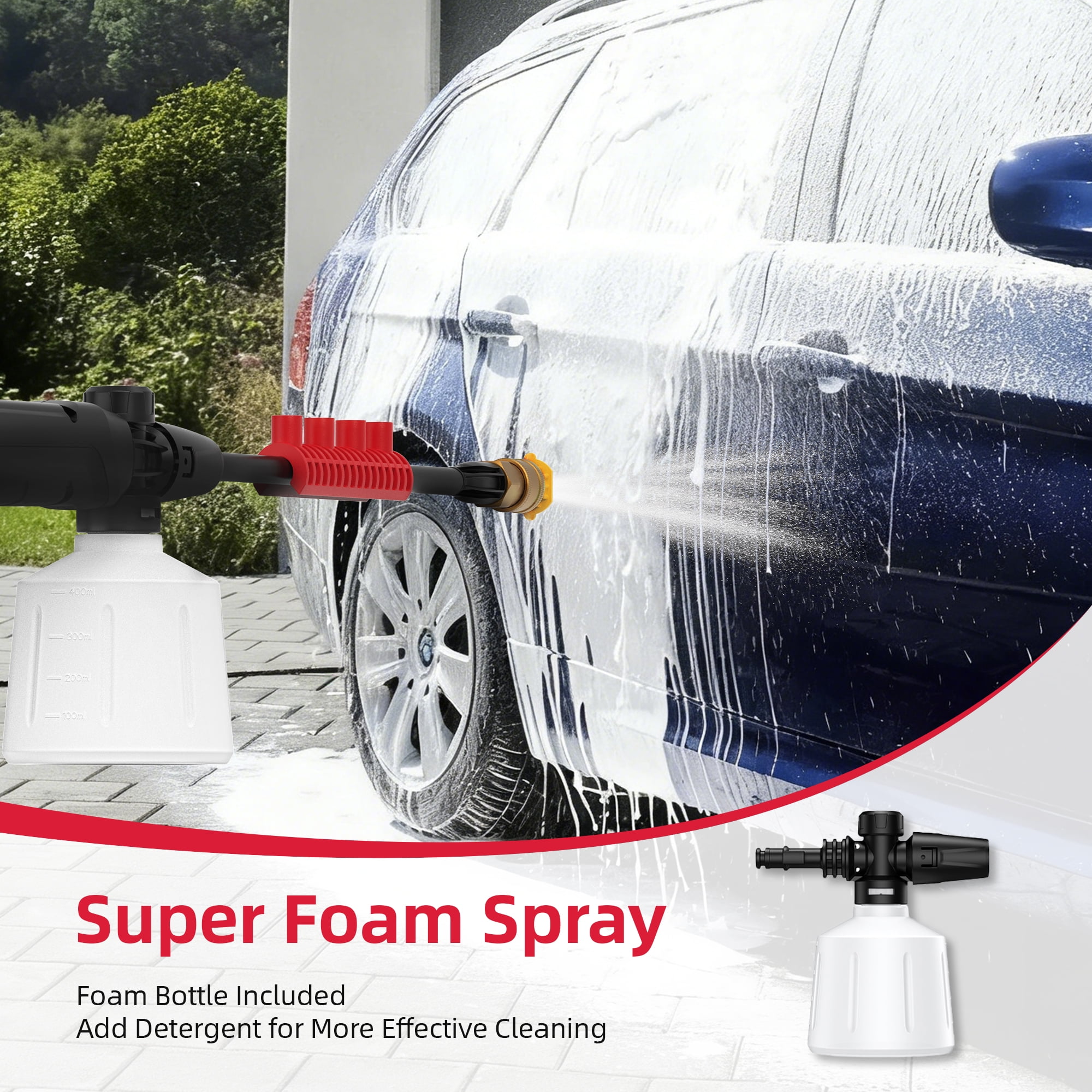 Elevon 2.5 GPM Electric Pressure Washer with Foam Cannon, Portable Power Washer for Cars, Patios & Driveways