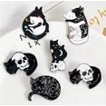 thumbnail image 4 of Heytea Funny Design Enamel Pin Set - Black Cat Cartoon Brooch Badge Pins for Clothes Bags Backpack, 4 of 5