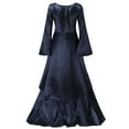 thumbnail image 5 of AOMPMSDX Maxi Dress for Women Vintage Retro Gothic Gown Dress Long Sleeve Lace Up Party Prom Dress, 5 of 6