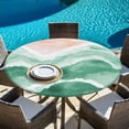 thumbnail image 5 of Green Coastal Beach Round Tablecloth 36-44 Inch Round Fitted Table Cloth with Elastic Edge, Modern Oil Painting Nautical Waterproof Table Cover Protector for Outdoor Picnic Party Dining, 5 of 6