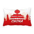 thumbnail image 1 of Red Outline China Landmark Throw Pillow Lumbar Insert Cushion Cover Home Decoration, 1 of 3