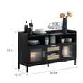 thumbnail image 3 of Sweiko Buffet Sideboard Cabinet with Acrylic Doors Kitchen Storage Cabinets with Natural Rattan Drawer Modern Coffee Bar Cabinet with Led Lights for Kitchen Dining Room Living Room Hallway Black, 3 of 9