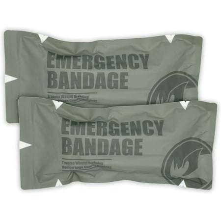 6" Emergency Bandage, Compression Trauma Wound Dressing, Medical Sterile Vacuum Sealed, Combat Tactical First Aid Kit IFAK Supplies, 2 Count