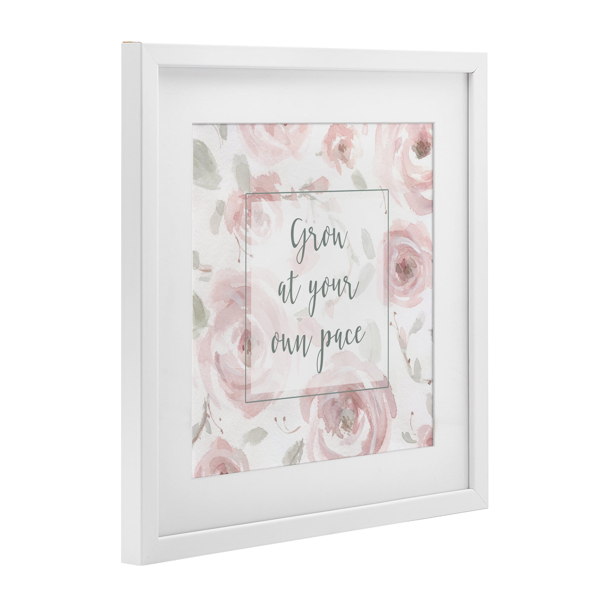 Stupell Industries Grow at Your Pace Florals White Framed Print Under Glass, design by Carol Robinson