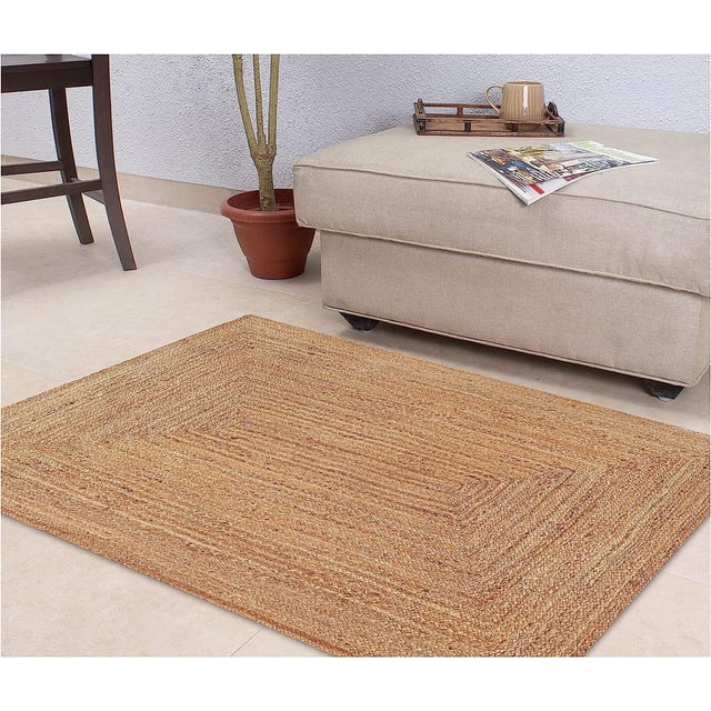 Area Rug KEMA, tejido a mano, yute trenzado, 90 x 150 cm, hilo natural