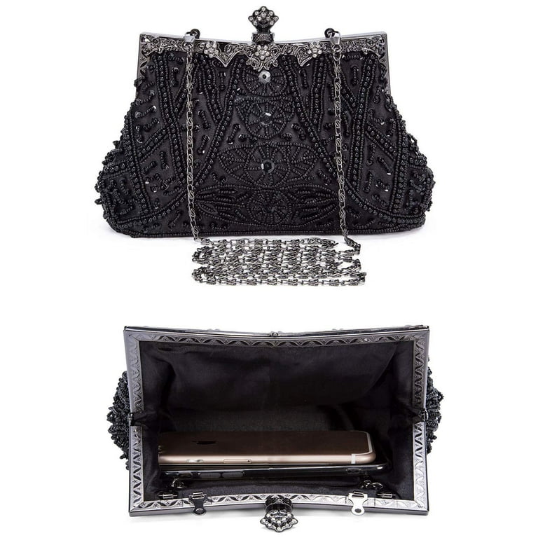 1920s Vintage Beaded Clutch Evening Bags for Women Formal Bridal