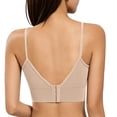thumbnail image 5 of Women's Wireless Bra, Full Coverage Underarm Smoothing V Neck Bra with Adjustable Straps, Support Lift Comfort Bra | VerBelle,Khaki XL, 5 of 6
