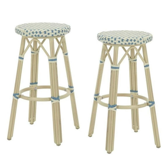 Furniture of America Binde Aluminum 30-inch Patio Barstool in Blue (Set of 2)
