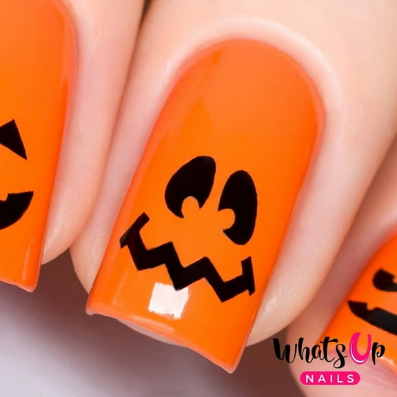 Whats Up Nails - Pumpkin Faces Vinyl Stencils Nail Art Design