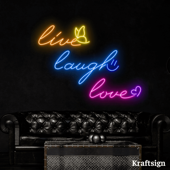 Craftnamesign Live Laugh Love Neon Sign, Bedroom Decor, Shop Wall Art