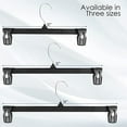 thumbnail image 3 of Hanger Central Recycled Black Heavy Duty Plastic Pants & Skirt Bottom Hangers with Padded Pinch Clips and Polished Metal Swivel Hooks, 12 Inch, 200 Pack, 3 of 6