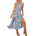 thumbnail image 2 of INSPIRE CHIC Women's Sleeveless Floral Split Hem Keyhole Flowy Summer Boho Maxi Dress, 2 of 5