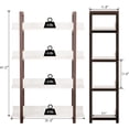 thumbnail image 3 of GREATER 4-Tier Wooden Bookshelf, Solid Wood Bookcase with Back Panel, Multifunction Wood Book Shelf for Home Office, White & Brown, 3 of 6