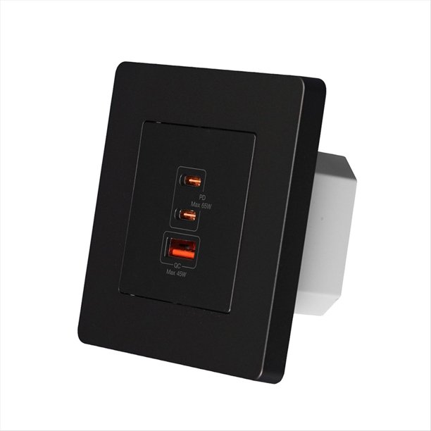 Cargador de Pared PD3.0 de Carga Rápida de 65 W con de Corriente GaN, 3 Puertos USB Tipo C, Protección Sobrecalentamiento B