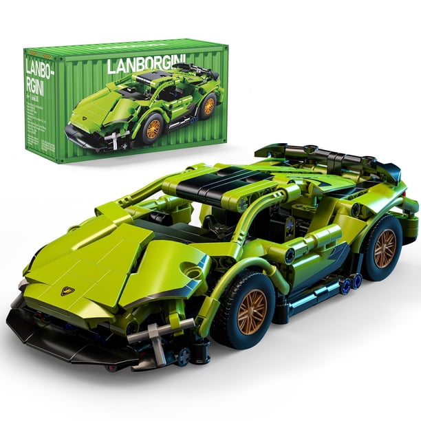 Set de construcción de auto QiqoPoyee 1:18 modelo verde MOC