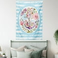 thumbnail image 4 of Vintage Tapestry, Nautical Anchor Marine Floral Roses Bouquet Wreath Antiqued Horizontal Stripes, Wall Hanging for Bedroom Living Room Dorm Decor, 60W X 80L Inches, Multicolor, by Ambesonne, 4 of 5