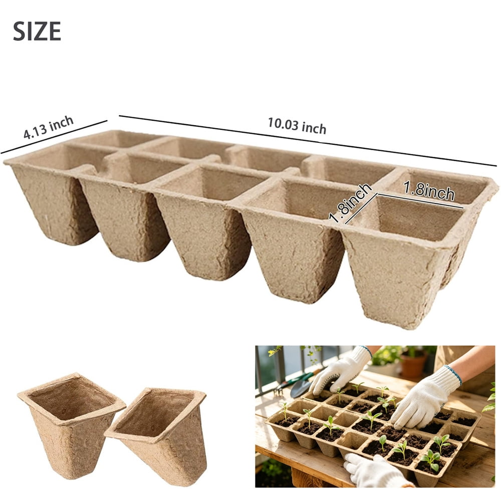 100 Cells Seed Starter Tray with 100pcs Plastic Labels Reusable Nursery Pots Biodegradable Seed Starter Peat Pots Root-Friendly Seedling Cups for Seed Starting Herb Vegetable