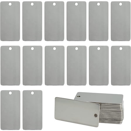 Metal Engraving Blanks Stamping Blanks Stainless Steel Rectangle Blank Tags 1 Inch x 2 Inch 25 Pack