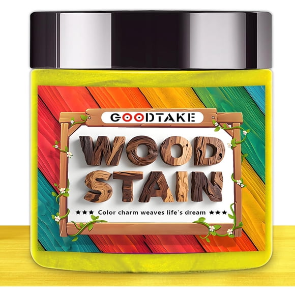 GOODTAKE Teinture pour Bois Jaune, Poudre de Teinture pour Bois Qui Rend le Bois Vibrant, Poudre de Teinture pour Bois Foncé à Séchage Rapide de Qualité Supérieure pour l'Artisanat, Finitions Multiples - pour Meubles d'Intérieur et d'Extérieur (Jaune, 4 oz)