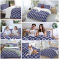 thumbnail image 5 of 3 Piece Quatrefoil Moroccan Pattern Duvet Cover Set Twin Size, Microfiber Comforter/Quilt Cover with Corner Ties and 2 Pillowcases, Geometric Blue Morocco All Season Soft Bedding with Zipper Closure, 5 of 8