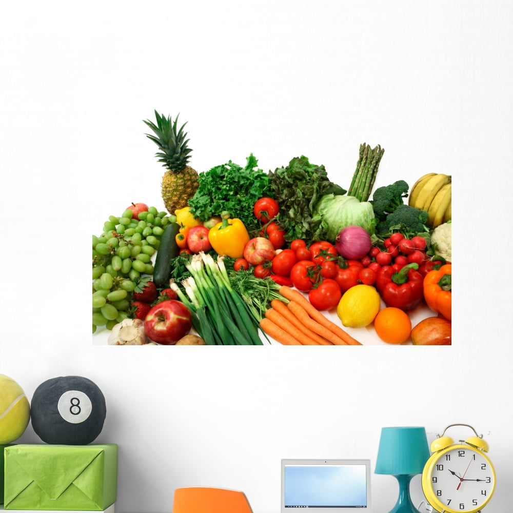 Colorful Vegetables and Fruits Wall Decal by Wallmonkeys Peel and Stick