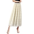 thumbnail image 3 of Sngxgn Women's Basic Versatile Stretchy Flared Casual Mini Skater Skirt(Beige,One Size), 3 of 6
