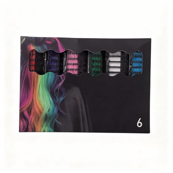 6 Color Temporary Hair Chalk Comb Set, Temporary Bright Hair Color Dye, Quick & Easy 1-Minute Hair Dye for Women Men, Non-Damaging Formula for Light/Dark Hair, Party Events & Daily Use