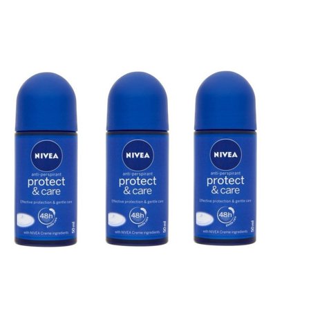 3x Nivea Protect & Care Anti-perspirant Deodorant Roll On for Women 50 ml/1.69 Oz (Pack of 3)
