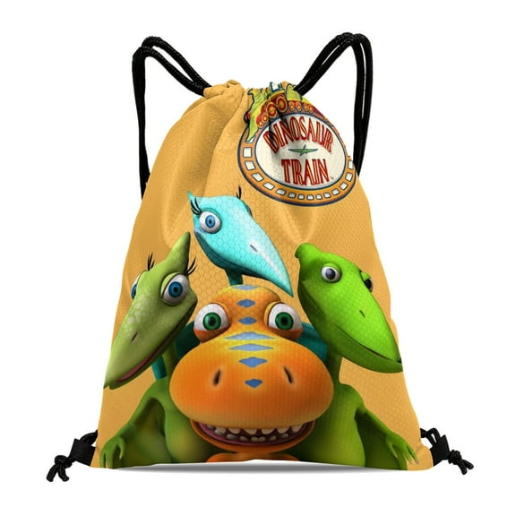 Drawstring Backpack for Dinosaur Train Drawstring Pocket Adults Women Men Party Favor Bags Sports for Gym Travel Swimming Hiking Camping Tote Bag 11.8 × 15.7 in