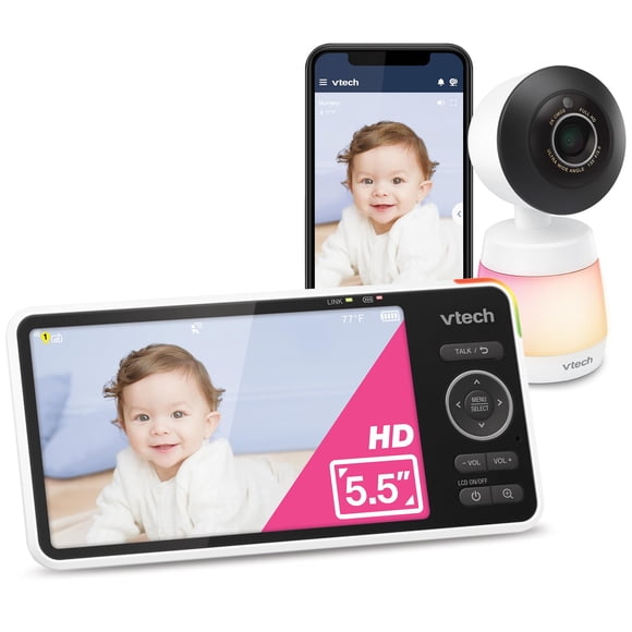 Monitor para bebés VTech Smart WiFi 2K, cámara HD IPS de 5.5 pulgadas