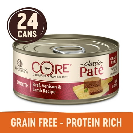 Wellness CORE Natural Grain Free Wet Canned Cat Food, Beef & Lamb, 5.5-Ounce Can (Pack of 24)