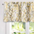 thumbnail image 2 of DriftAway Leah Linen Blend Abstract Floral Blossom Ink Painting Lined Blackout Thermal Insulated Window Curtain Valance Rod Pocket 18"L x 52"W Plus 2" Header Golden Yellow Gray 1 Pack, 2 of 7