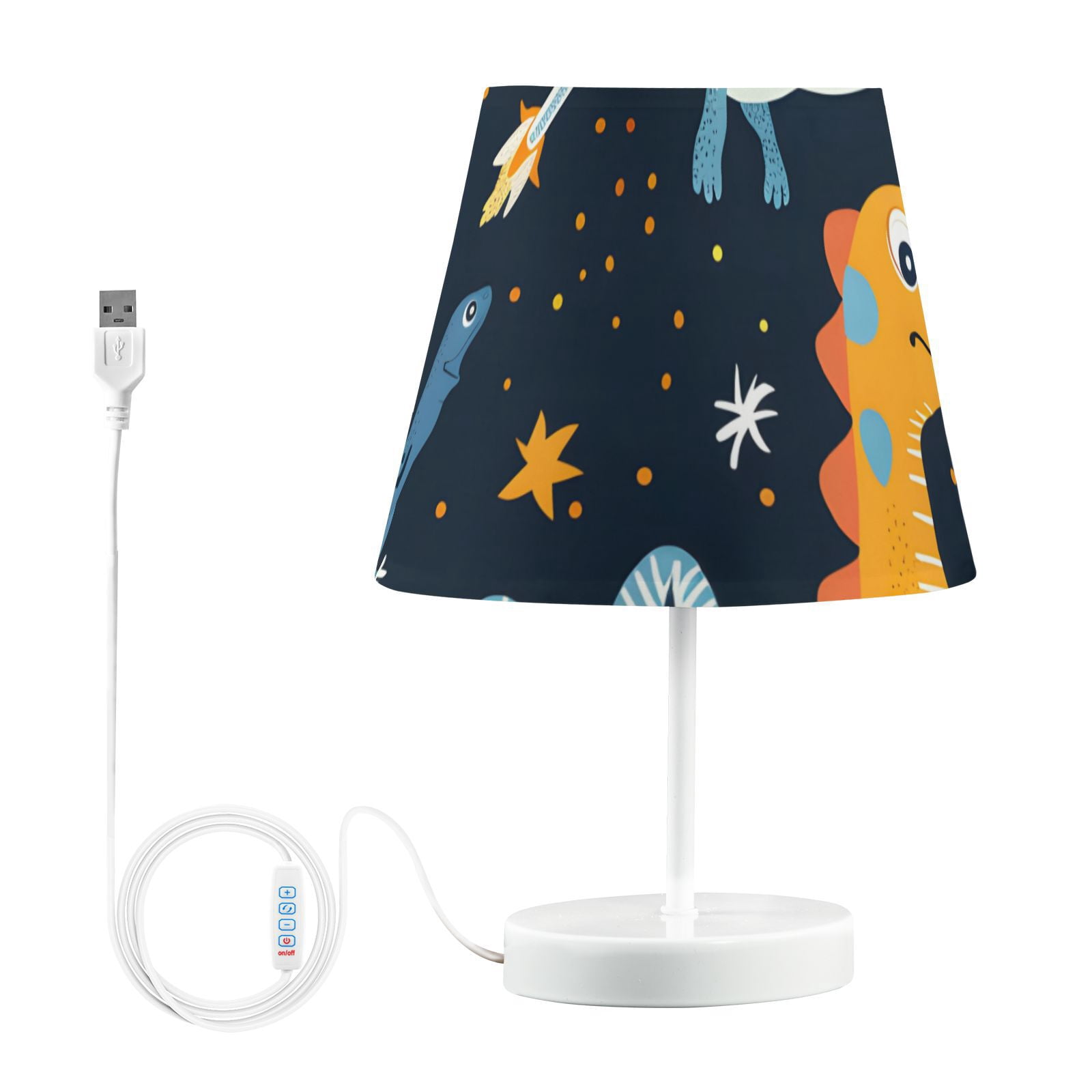 Dinosaurs in Space LED Desk Lamp Table Lamp USB Bedside Nightstand Small Lamp for Bedroom Living Room Kids Room