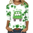 thumbnail image 1 of lcziwo Chandails de la Saint-Patrick pour Femmes Haut à Imprimé Vert Trèfle Irlandais Graphique Manches 3/4 Hauts 2024 Printemps Blouses à Col Rond Tunique Porte-Bonheur T-Shirt Grande Taille,P-5TG TTTTG, 1 of 3