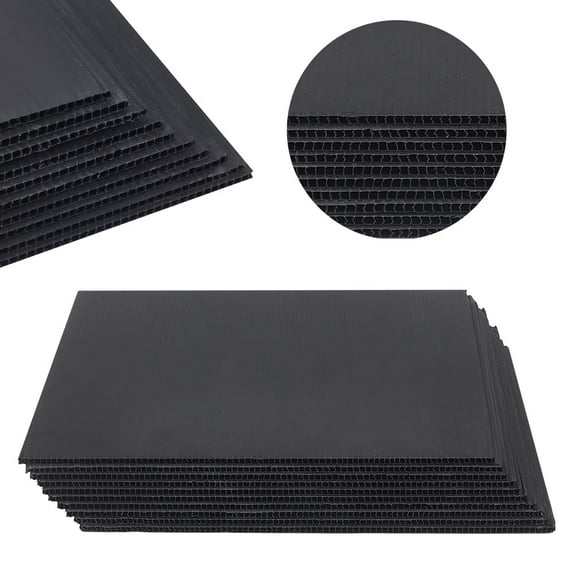 10 Sheets Corrugated Plastic Sheets 11.8x11.7inch Blank Yard Lawn Signs 4mm/0.16inch Thick Square Corrugated Sign Board Plastic Fluted Sheets for Advertising Board Model DIY Crafts Black for DIY