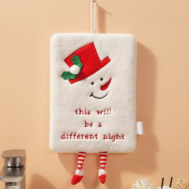 Toalla de Manos Navideña | Tejido Aterciopelado Resistente a Las Pelusas | Toalla Absorbente de Secado Rápido para Cocina y Baño | Presilla para Colgar y Guardar Fácilmente | Colores Festivos: Rojo,