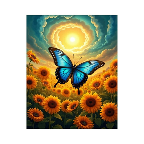 Paint by Numbers Kit for Adults, Sunlit Butterfly Field Scene Paint by Numbers, Easy Paint by Numbers Kit for Adults Beginner, DIY Adult Paint by Number Kits on Canvas, 12x16in Home Decor
